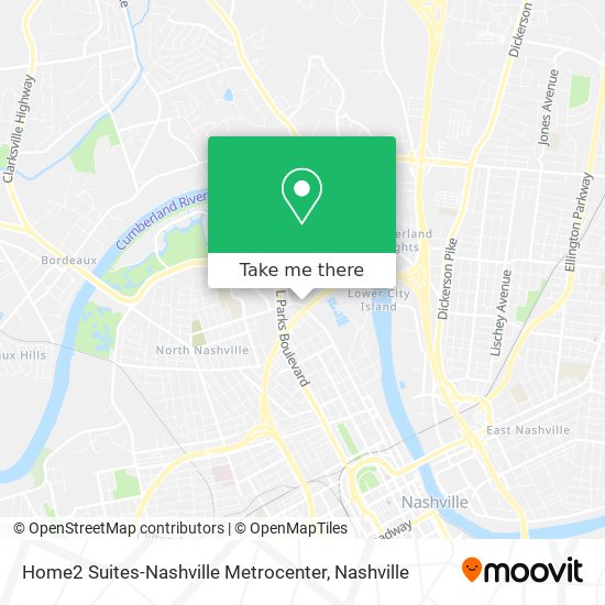 Mapa de Home2 Suites-Nashville Metrocenter