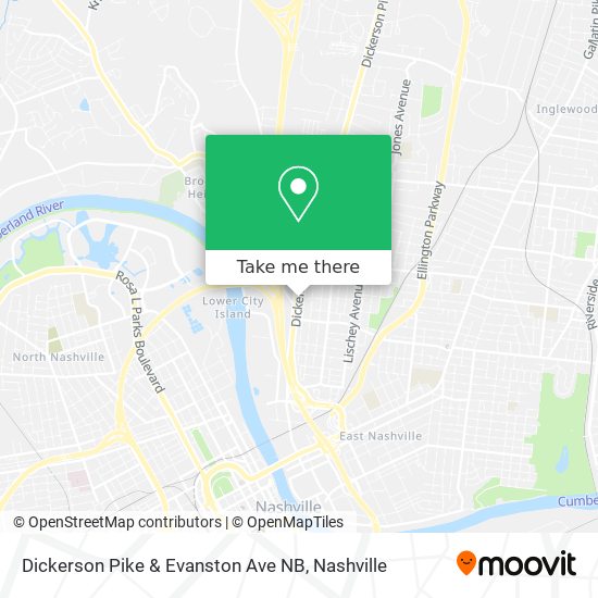 Dickerson Pike & Evanston Ave NB map