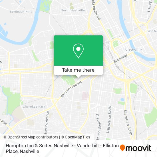 Hampton Inn & Suites Nashville - Vanderbilt - Elliston Place map