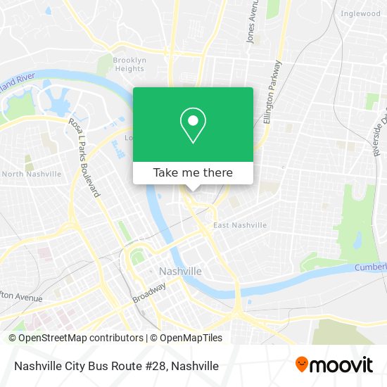 Nashville City Bus Route #28 map