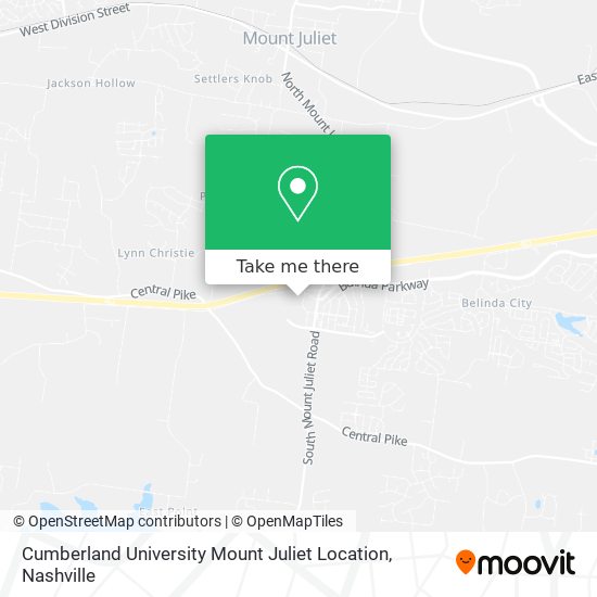 Mapa de Cumberland University Mount Juliet Location