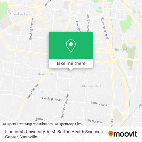 Lipscomb University, A. M. Burton Health Sciences Center map