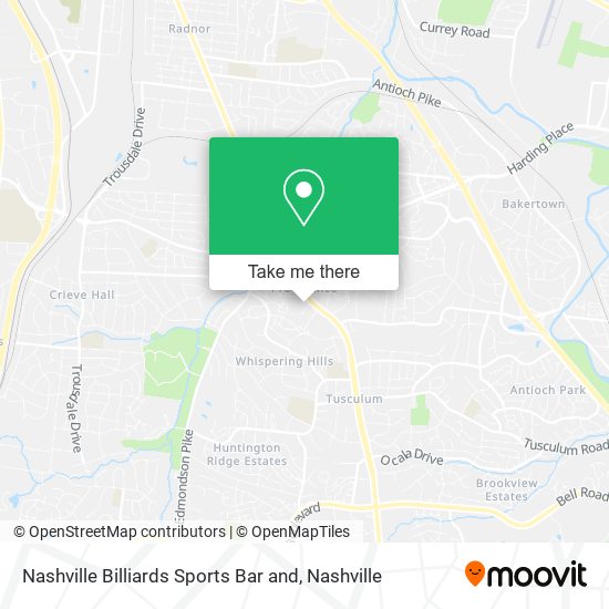 Nashville Billiards Sports Bar and map