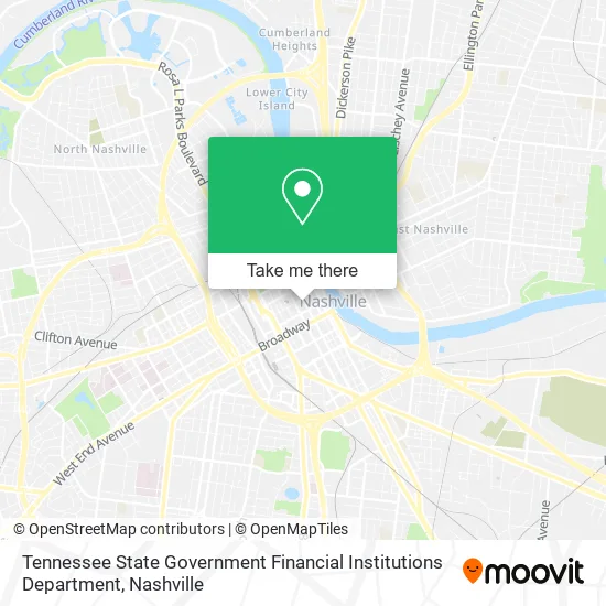Tennessee State Government Financial Institutions Department map