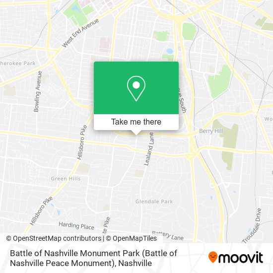 Battle of Nashville Monument Park map