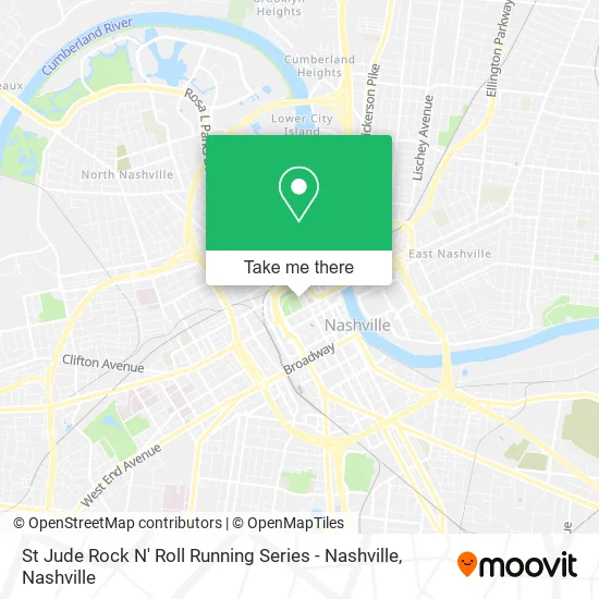 St Jude Rock N' Roll Running Series - Nashville map