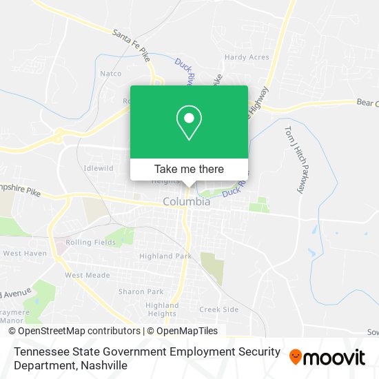 Tennessee State Government Employment Security Department map