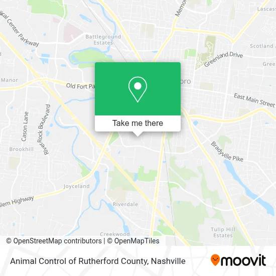 Animal Control of Rutherford County map