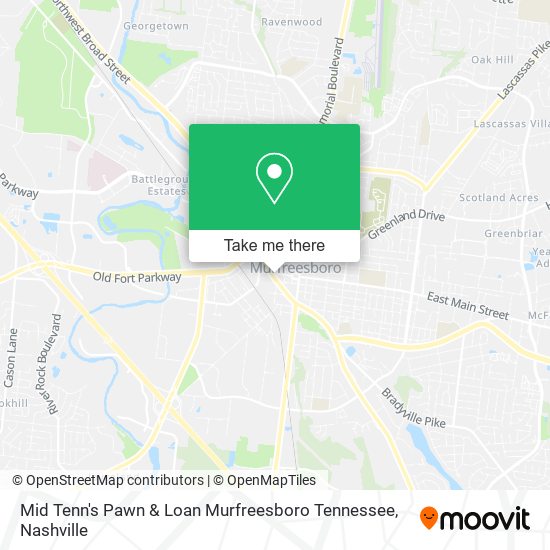 Mid Tenn's Pawn & Loan Murfreesboro Tennessee map
