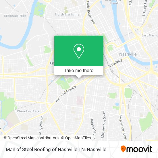 Man of Steel Roofing of Nashville TN map