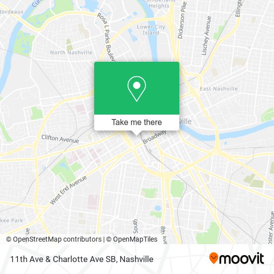 11th Ave & Charlotte Ave SB map