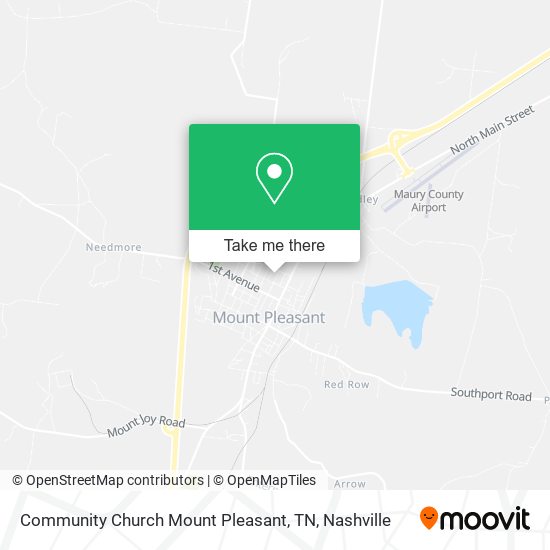 Community Church Mount Pleasant, TN map