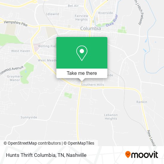 Hunts Thrift Columbia, TN map