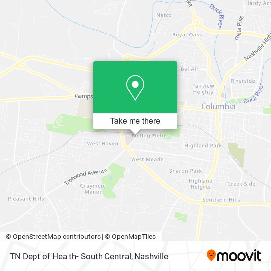 Mapa de TN Dept of Health- South Central