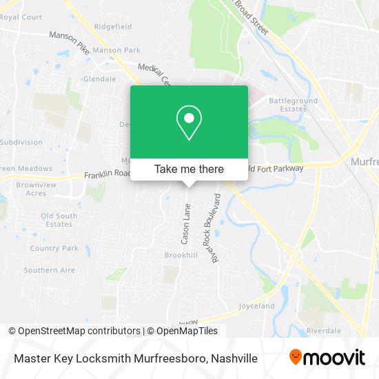 Mapa de Master Key Locksmith Murfreesboro