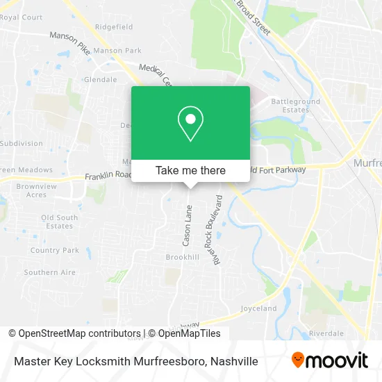 Master Key Locksmith Murfreesboro map
