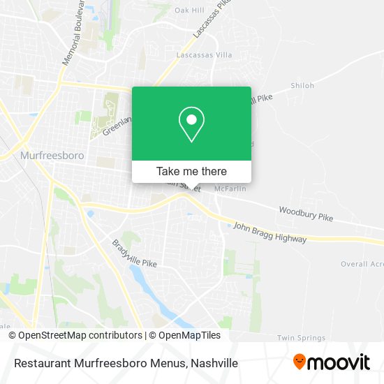 Restaurant Murfreesboro Menus map