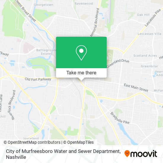 City of Murfreesboro Water and Sewer Department map