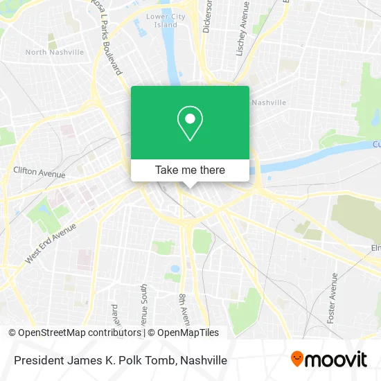 President James K. Polk Tomb map