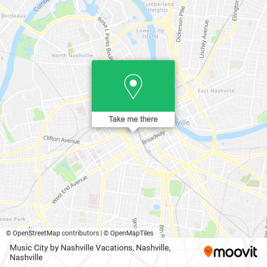 Music City by Nashville Vacations, Nashville map