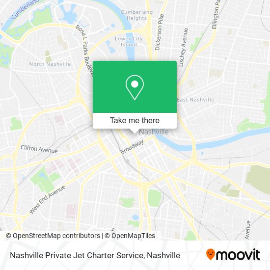 Mapa de Nashville Private Jet Charter Service