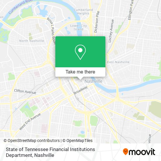 Mapa de State of Tennessee Financial Institutions Department