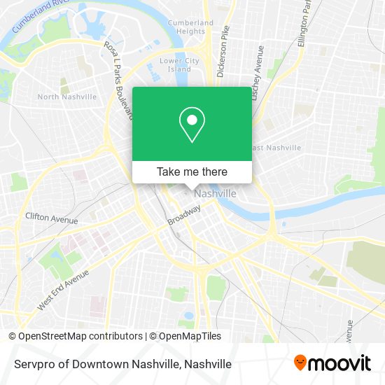 Servpro of Downtown Nashville map