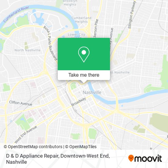 D & D Appliance Repair, Downtown-West End map