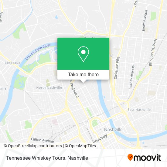Mapa de Tennessee Whiskey Tours
