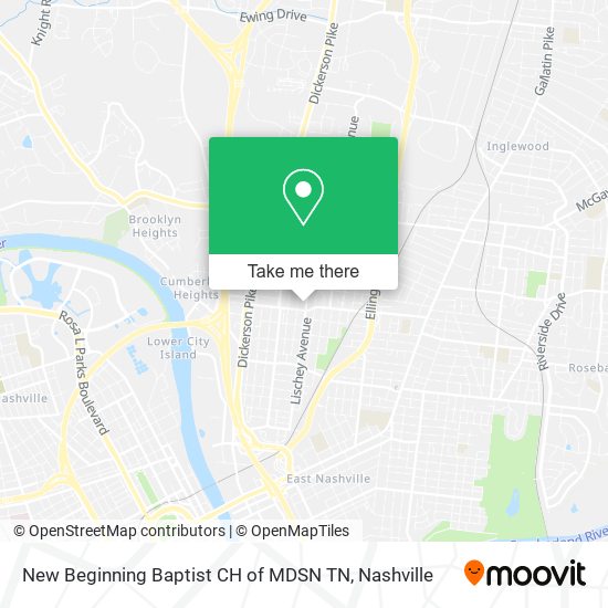 New Beginning Baptist CH of MDSN TN map