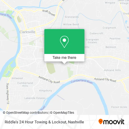 Riddle's 24 Hour Towing & Lockout map