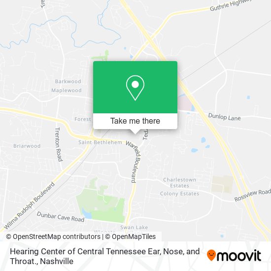 Hearing Center of Central Tennessee Ear, Nose, and Throat. map