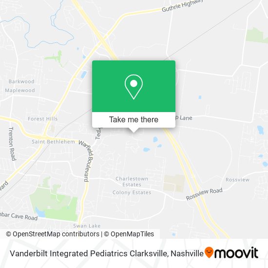 Mapa de Vanderbilt Integrated Pediatrics Clarksville