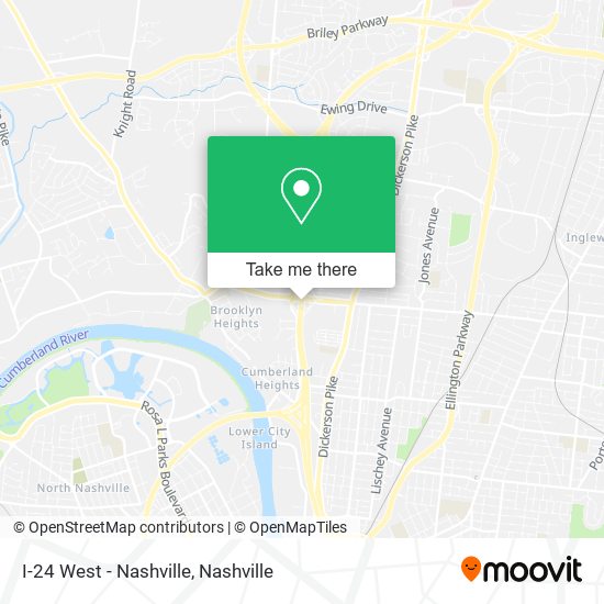 I-24 West - Nashville map