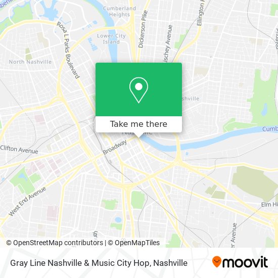 Mapa de Gray Line Nashville & Music City Hop