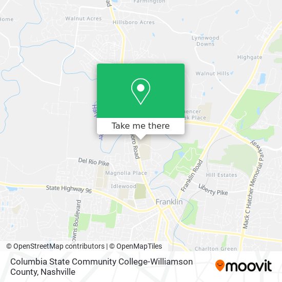 Mapa de Columbia State Community College-Williamson County