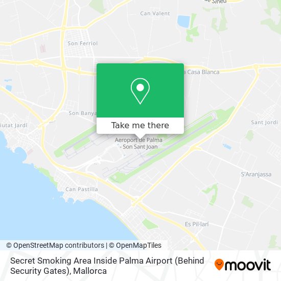 Secret Smoking Area Inside Palma Airport (Behind Security Gates) map