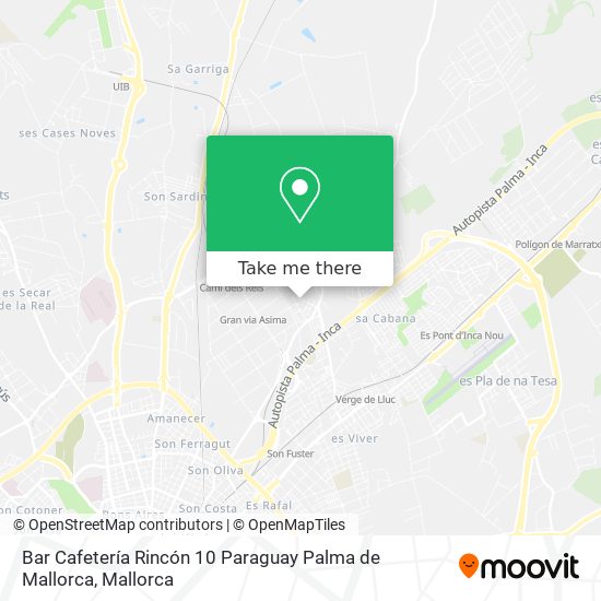 Bar Cafetería Rincón 10 Paraguay Palma de Mallorca map