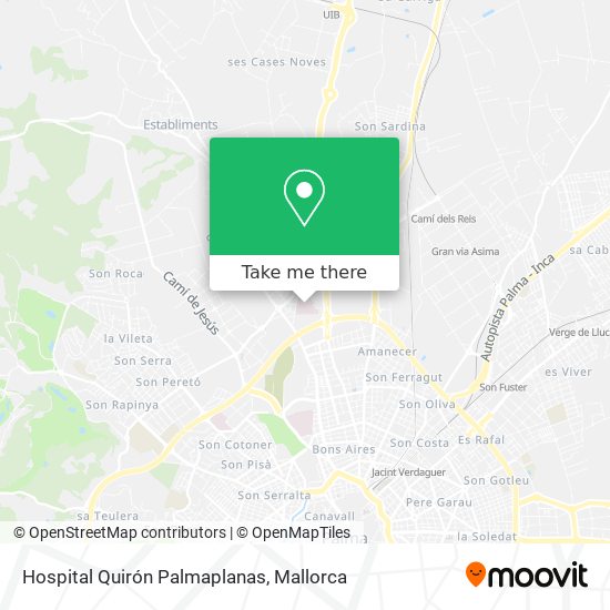 mapa Hospital Quirón Palmaplanas