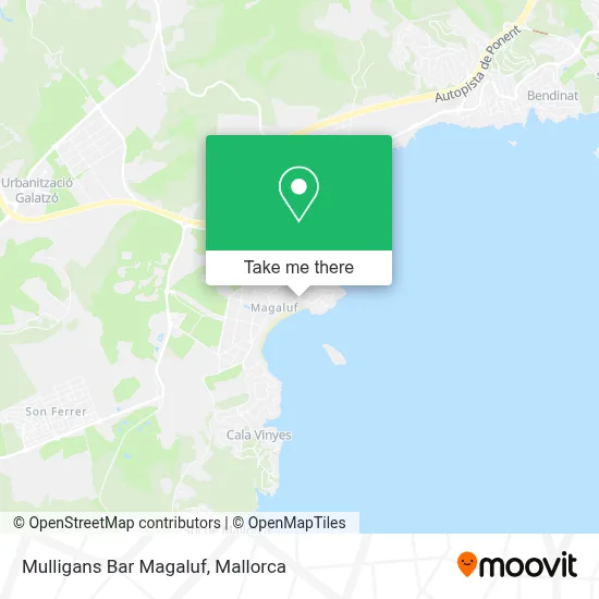Mulligans Bar Magaluf map