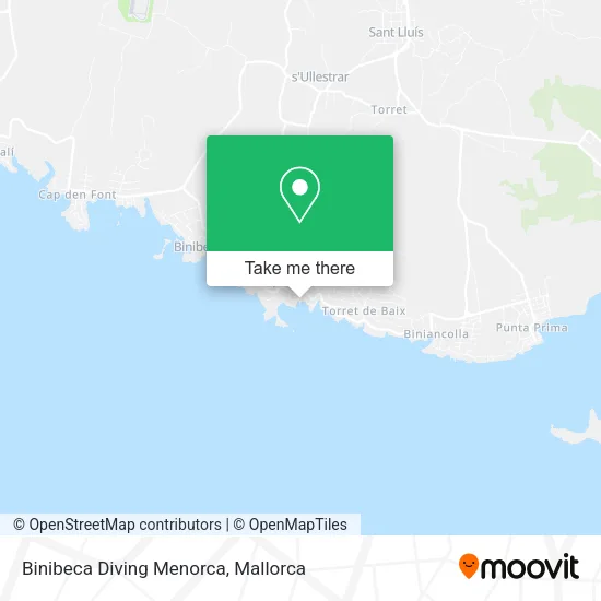 Binibeca Diving Menorca map