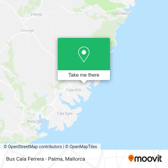 Bus Cala Ferrera - Palma map