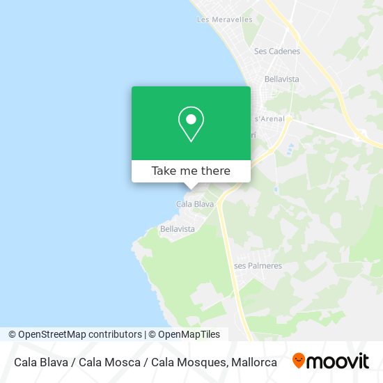 mapa Cala Blava / Cala Mosca / Cala Mosques