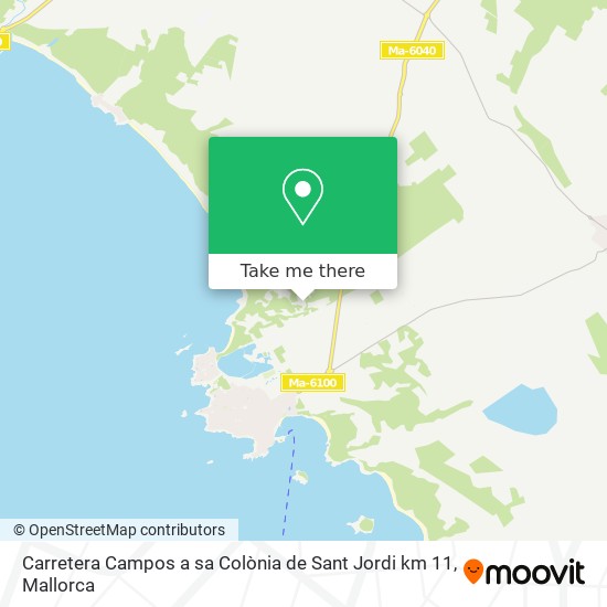 mapa Carretera Campos a sa Colònia de Sant Jordi km 11