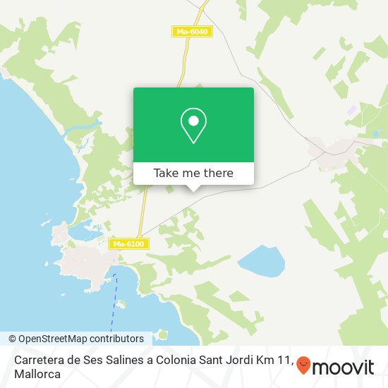 mapa Carretera de Ses Salines a Colonia Sant Jordi Km 11