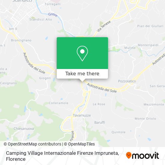 Camping Village Internazionale Firenze Impruneta map