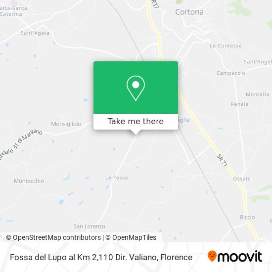Fossa del Lupo al Km 2,110 Dir. Valiano map