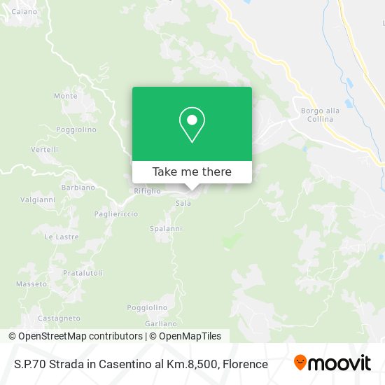 S.P.70 Strada in Casentino al Km.8,500 map