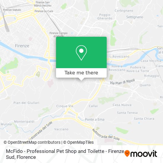 McFido - Professional Pet Shop and Toilette - Firenze Sud map