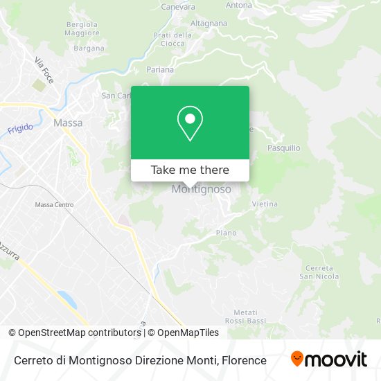 Cerreto di Montignoso Direzione Monti map